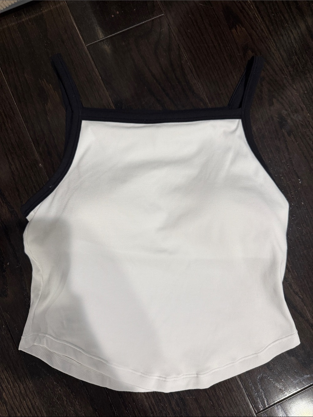 Athleta White Ribbed Camisole with Black Trim
